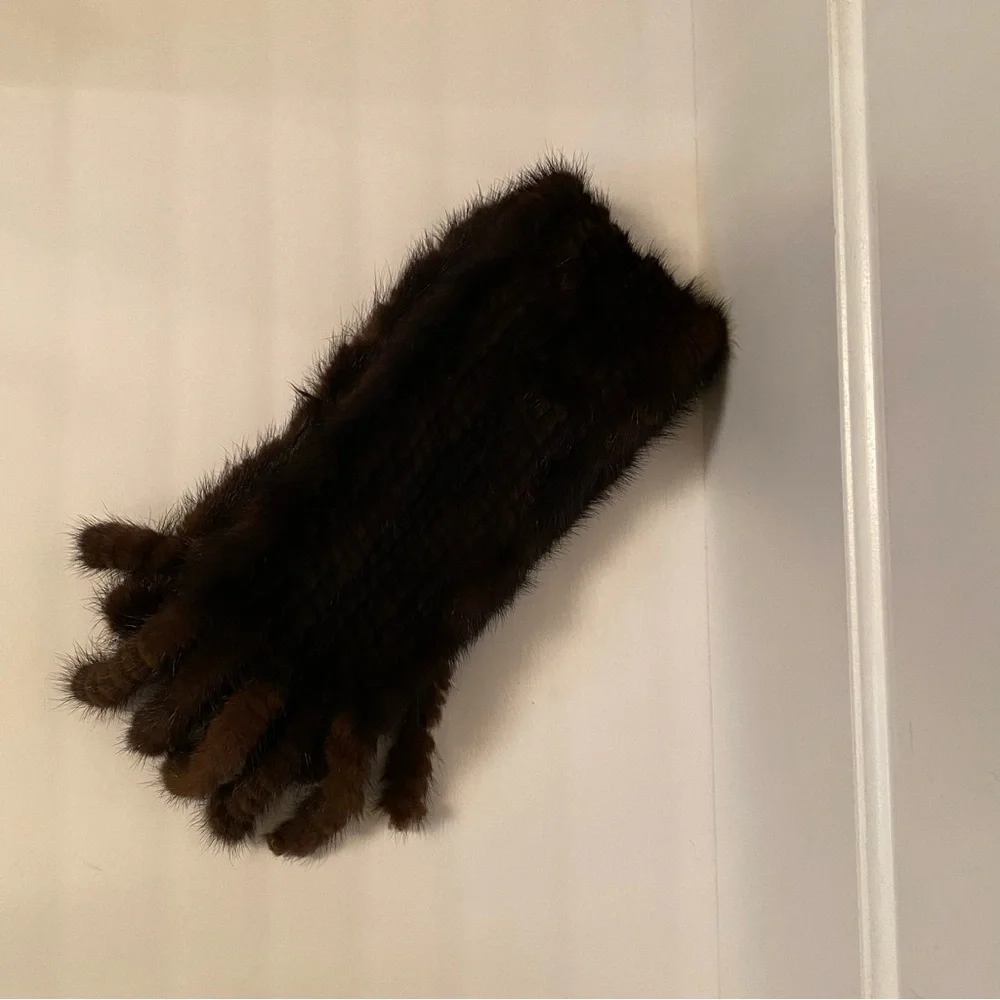 SCARF BROWN MINK FUR LONG RECTANGLE FRINGE ENDS SOFT LUXURY MOB WIFE